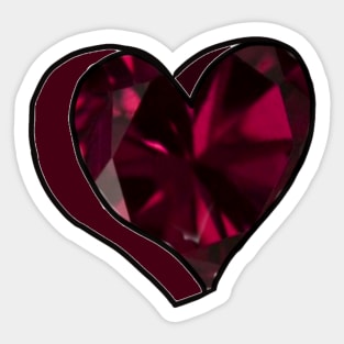 Red Diamond Love Heart Sticker